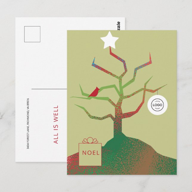 Tree of Art Corporate Christmas Postcard Postkarte (Vorne/Hinten)