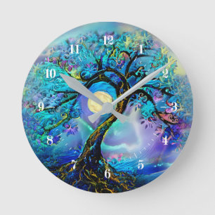Tree of Blue Hues Runde Wanduhr