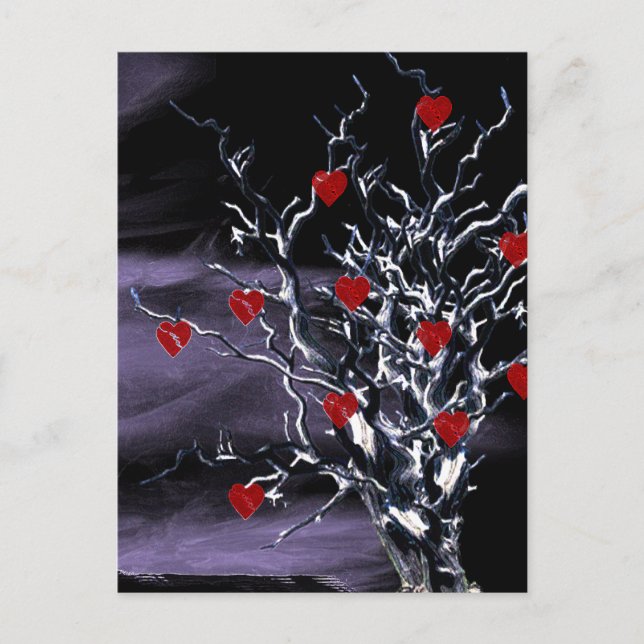 Tree of Broken Hearts Gothic Brautparty Invitat Einladungspostkarte (Vorderseite)