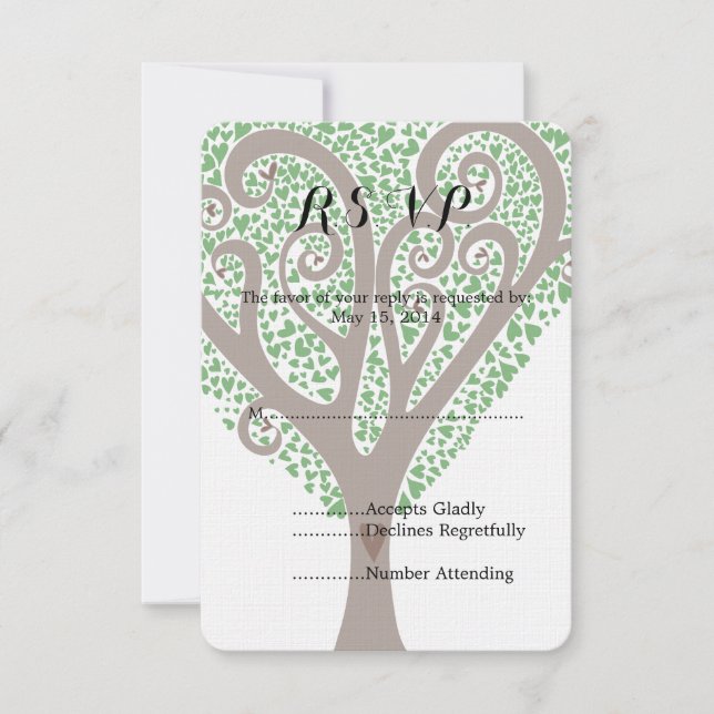 Tree of Hearts Wedding RSVP Karte (Vorderseite)