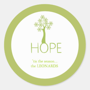 Tree of Hope - Holiday gift tags Runder Aufkleber
