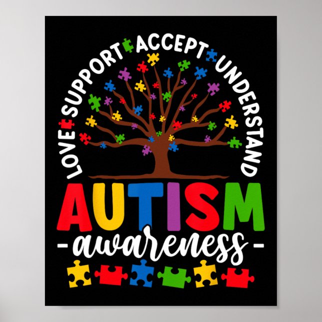 Tree Of Life Autism Awareness Love Accept Support  Poster (Vorne)