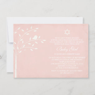 Tree of Life Baby Girl Naming Day Invite, Pink Einladung