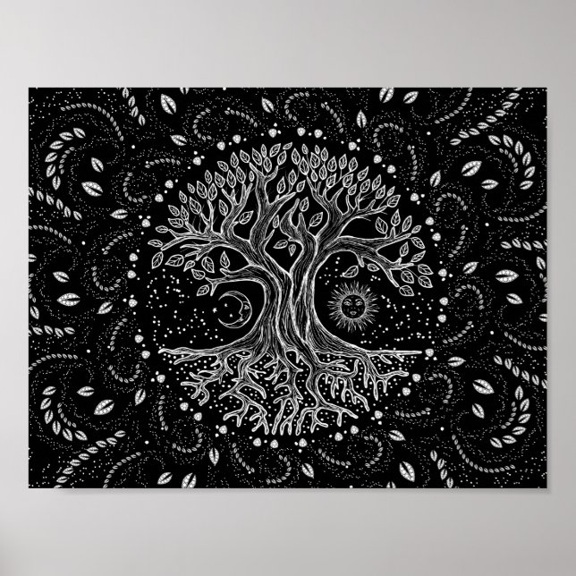 Tree of Life - black and white Poster (Vorne)
