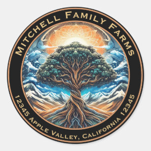 Tree of Life Business Logo Classic Round-Aufkleber Runder Aufkleber