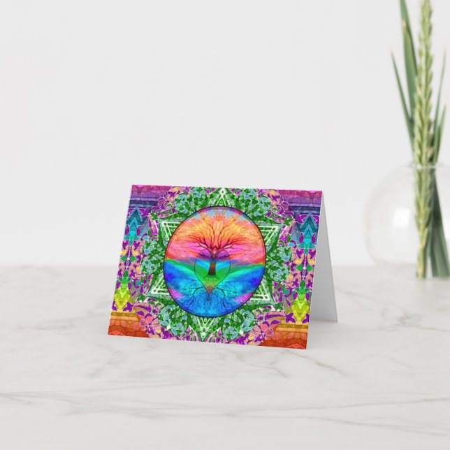 Tree of Life Calming Rainbow Dankeskarte (Vorderseite)