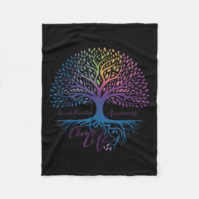 Tree Of Life Choose Life Suicide Prevention Awaren Fleecedecke (Vorderseite)
