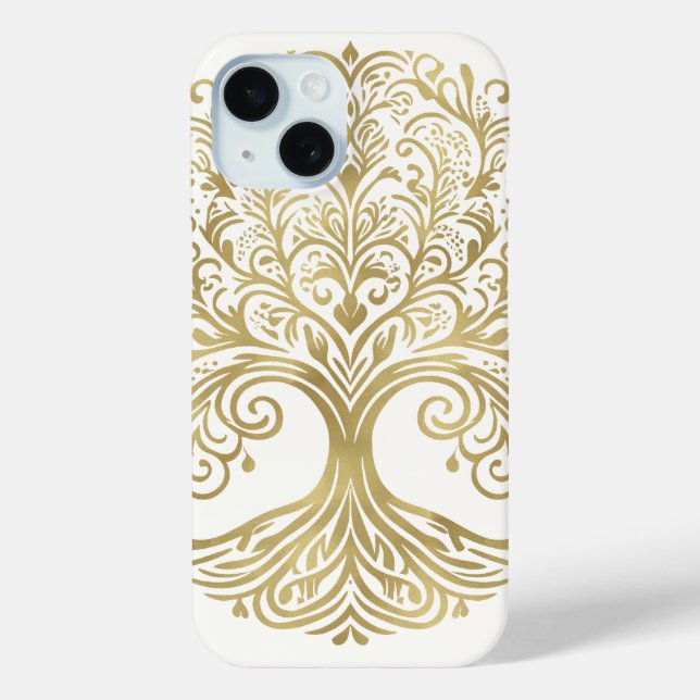 Tree of Life Cream & Gold Celtic Case-Mate iPhone Hülle (Rückseite)