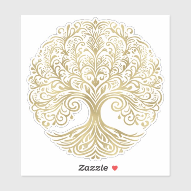 Tree of Life Cream & Gold Celtic Wedding Aufkleber (Blatt)