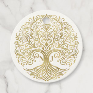 Tree of Life Cream & Gold Celtic Wedding Geschenkanhänger