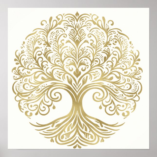 Tree of Life Cream & Gold Celtic Wedding Poster (Vorne)
