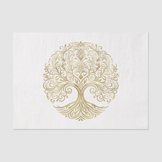 Tree of Life Cream & Gold Celtic Wedding Seidenpapier (Vorderseite)
