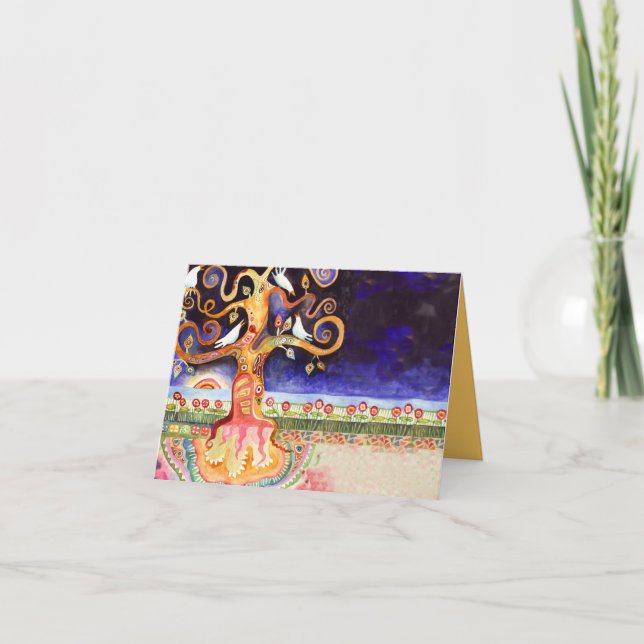 Tree of Life Doves Bar Bat Mitzvah Thank You Card Dankeskarte (Vorderseite)