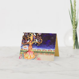 Tree of Life Doves Bar Bat Mitzvah Thank You Card Dankeskarte