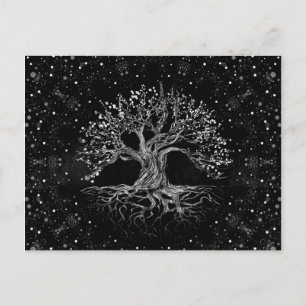 Tree of Life Drawing Black and White Feiertagspostkarte