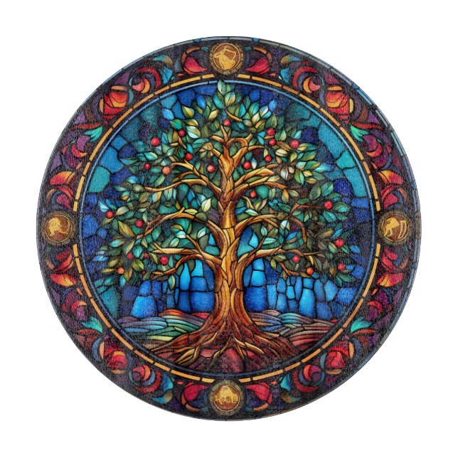 Tree of Life Glass Cutting Board Schneidebrett (Vorderseite)