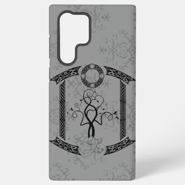 Tree of Life Grey Damaskus Phone Case Samsung Galaxy Hülle (Rückseite)