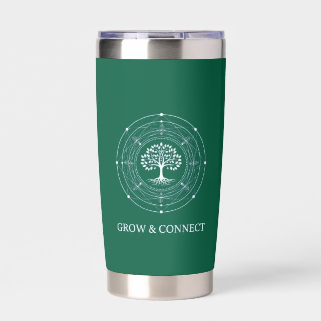 Tree of Life, Grow & Connect, Forest Green Tumbler Thermobecher (Vorderseite)