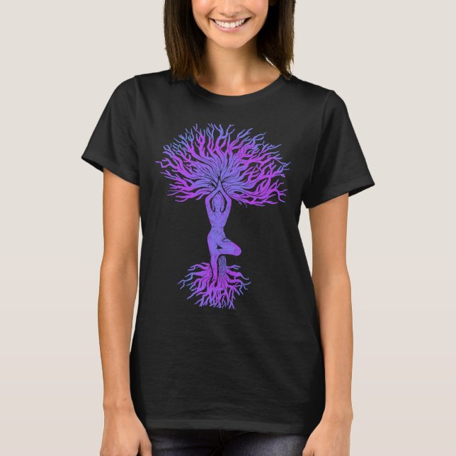 Tree of Life Haka Om Ehefrau Yoga Vrikshasana Hath T-Shirt (Vorderseite)