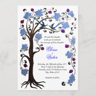 Tree of Life Hochzeit Einladung (v) blau/weiß