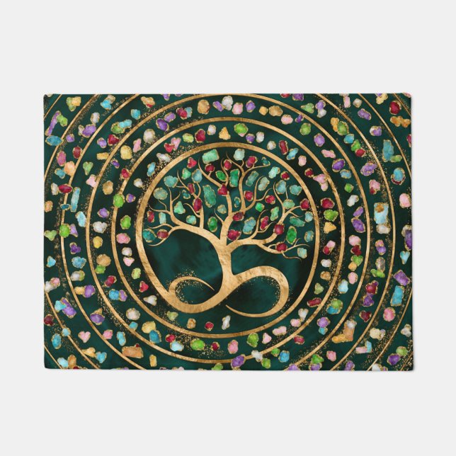 Tree of Life - Infinity Spiral - Colorful geodes Fußmatte (Vorderseite)