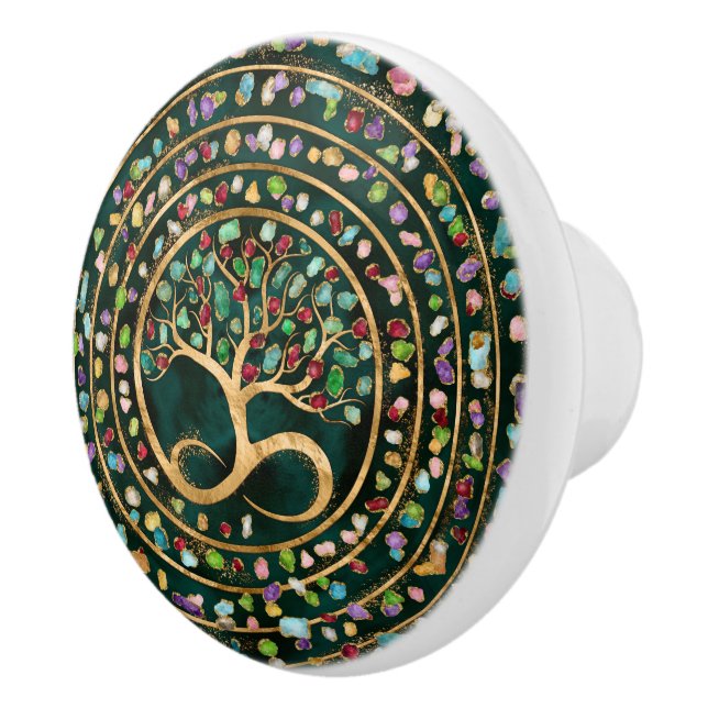 Tree of Life - Infinity Spiral - Colorful geodes Keramikknauf (Rechts)