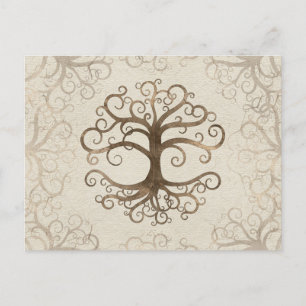 Tree of life Pastel Gold on Canvas Feiertagspostkarte