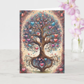 Tree of Life Pastel Hearts Valentine's Day Karte
