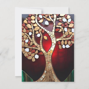 Tree of life Red Gold Glow Flat Holiday Card Feiertagskarte
