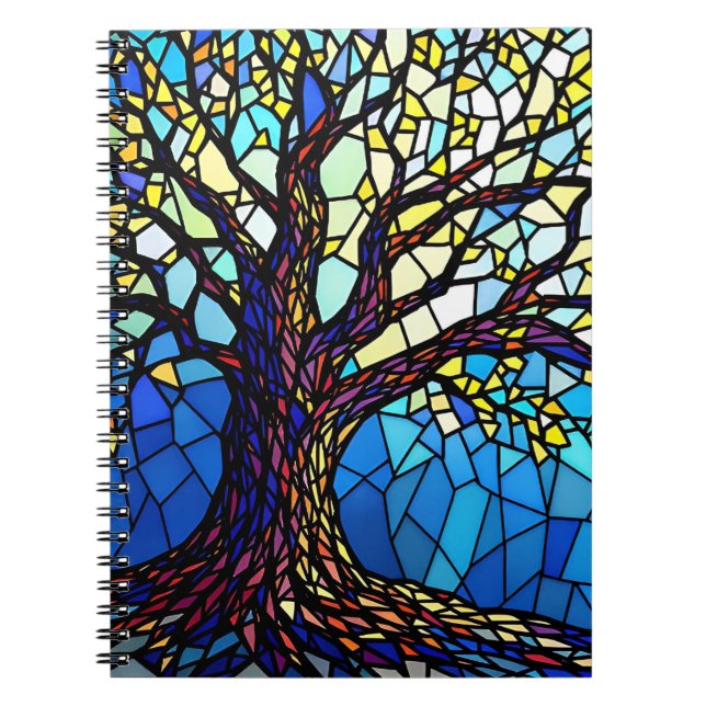 Tree of Life Shattered Glass Mosaic Notizblock (Vorderseite)