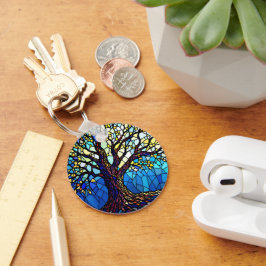 Tree of Life Shattered Glass Mosaic Schlüsselanhänger