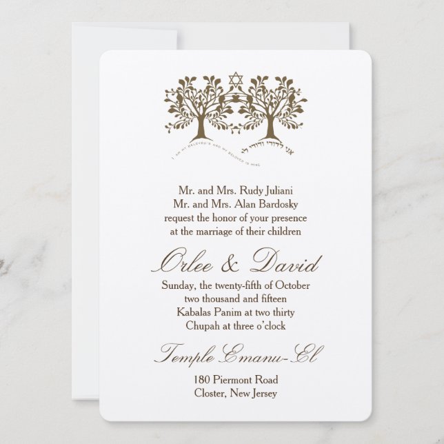 Tree of Life + Star of David Einladung (Vorderseite)