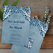 Tree of Life Stars Custom Bat Bar Mitzvah QR Code