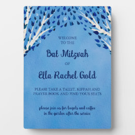 Tree of Life Stars Custom Bat Bar Mitzvah Sign Fotoplatte
