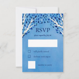 Tree of Life Stars Watercolor Bat Bar Mitzvah RSVP Karte