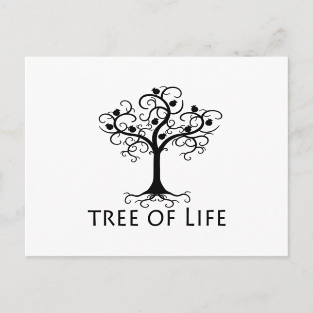 Tree of LIfe, Swirl Tree, Pomegranates Zazzle.png Postkarte (Vorderseite)