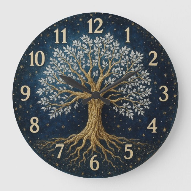 Tree of life symbolic balance and harmony art große wanduhr (Vorderseite)