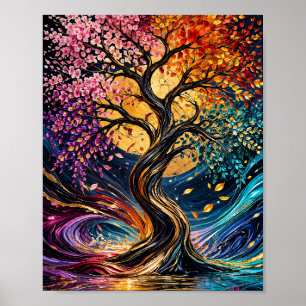 Tree of Life Vier Jahreszeiten Poster
