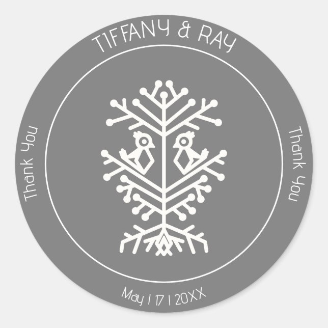 Tree of Life Wedding Dankeschön Sticker (Vorderseite)