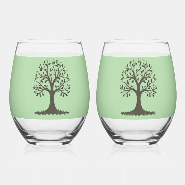 🌳 Tree of Life Win Glass - Drinkware 🍹 Weinglas Ohne Stiel (Vorderseite)