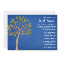 Tree of Life Wirbel Blue Bar Mitzvah Einladungen