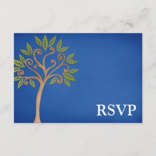 Tree of Life Wirbel Blue Bar Mitzvah UAWG RSVP Karte