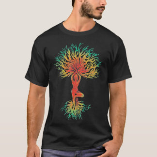 Tree of Life with Woman Yoga T-Shirt Chakra Haka Y
