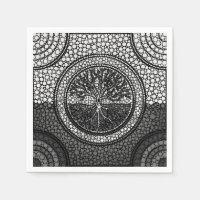 Tree of life - Yggdrasil - Dot Art Grayscale