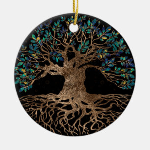 Tree of life - Yggdrasil Golden and Marble ornamen Keramik Ornament