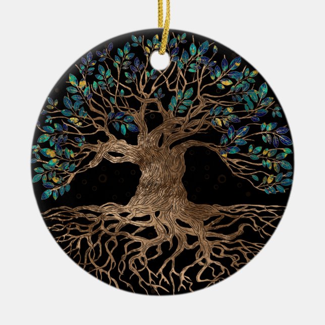Tree of life - Yggdrasil Golden and Marble ornamen Keramik Ornament (Vorne)