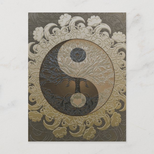 Tree of Life Yin Yang von Amelia Carrie Postkarte (Vorderseite)