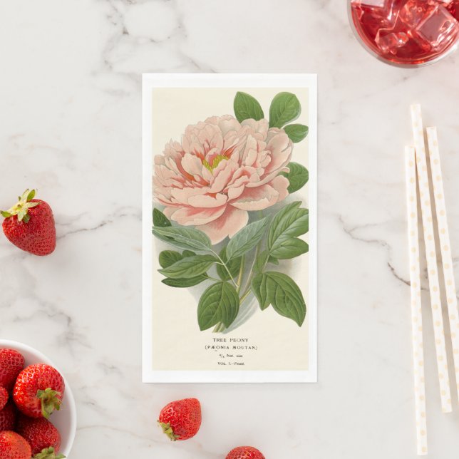 Tree Peony - Elegantes Vintages botanisches Design Serviette (Beispiel)