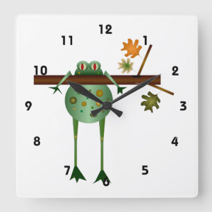 Tree Phrog Clock Quadratische Wanduhr