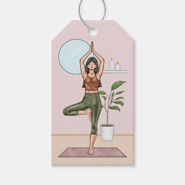 Tree Pose Yoga Stretch Training Frauen Geschenkanhänger (Vorderseite)